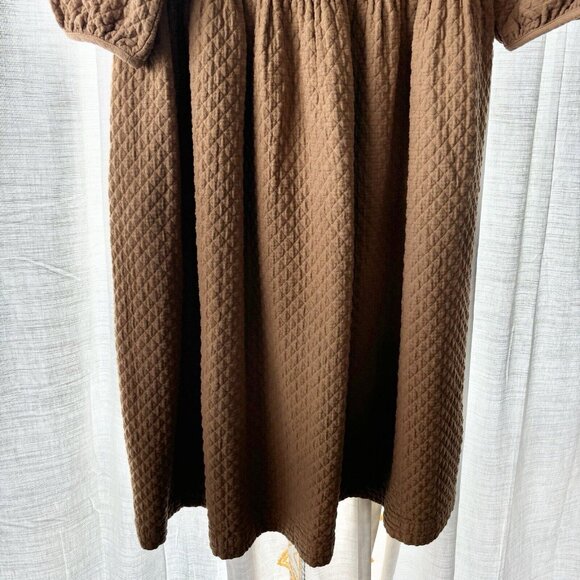 Hansel From Basel Sonja Quilted Dress (Size 1 or S) Camel Midi Modest Oversized - Picture 5 of 13